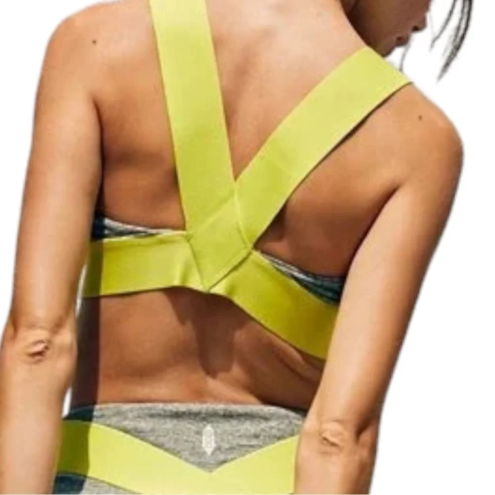 𝅺free People Movement Just Breathe Colorblock Bra / Heather Olive - Picture 4 of 4